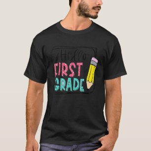Hallo erste Klasse Stift zurück an die Schule Lehr T-Shirt