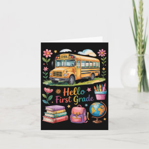 Hallo erste Klasse zurück zum Schulbus Backpack Te Karte