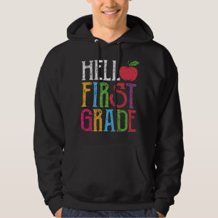 Hallo Erster Schullehrer Kinder zurück Schule Hoodie