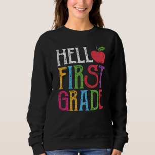 Hallo Erster Schullehrer Kinder zurück Schule Sweatshirt