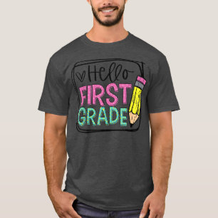 Hallo Erster Stift 1. Tag Stift; glücklicher Erste T-Shirt