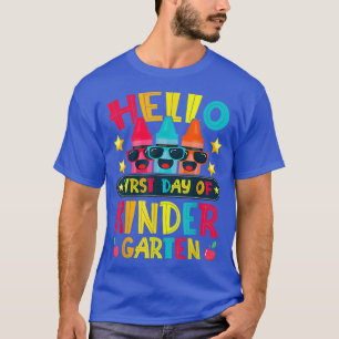 Hallo Erster Tag im Kindergarten Buntstift Zurück T-Shirt