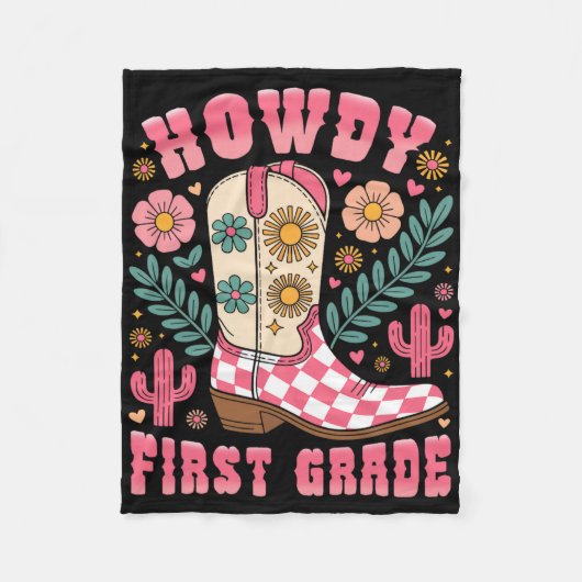Hallo Erstklasslehrer Western Cowboy Fleecedecke (Vorderseite)