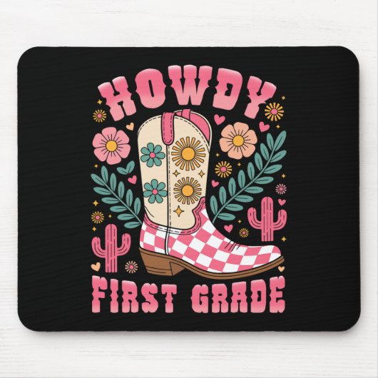 Hallo Erstklasslehrer Western Cowboy Mousepad (Vorne)
