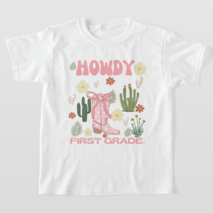 Hallo Erstklässler T-Shirt, Cowgirl Erster Schulta T-Shirt