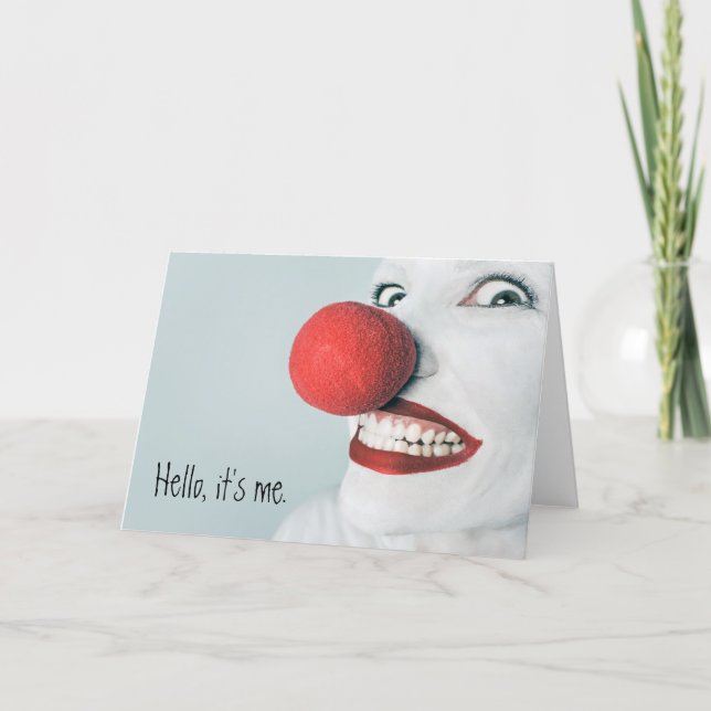 Hallo, es ist mein lustiges Clowngesicht Karte (Vorderseite)