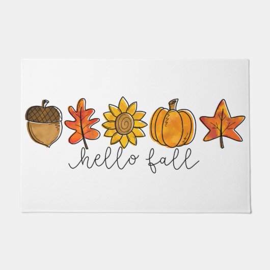 Hallo Fall Acorn Sonnenblumen Blätter & Pumpkin Fußmatte (Vorderseite)