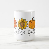 Hallo Fall Acorn Sonnenblumen Blätter & Pumpkin Kaffeetasse (Mittel)