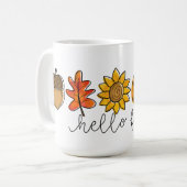Hallo Fall Acorn Sonnenblumen Blätter & Pumpkin Kaffeetasse (Vorderseite Links)