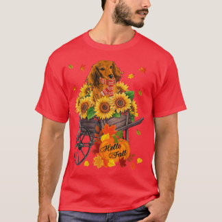 Hallo Fall Dackel Hund in Sonnenblumen Blätter Aut T-Shirt