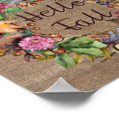 Hallo Fall | Fall Blume Wasserfarbe und Burlap Poster (Ecke)