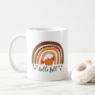 Hallo Fall Fun Pumpkin und Regenbogen Kaffeetasse