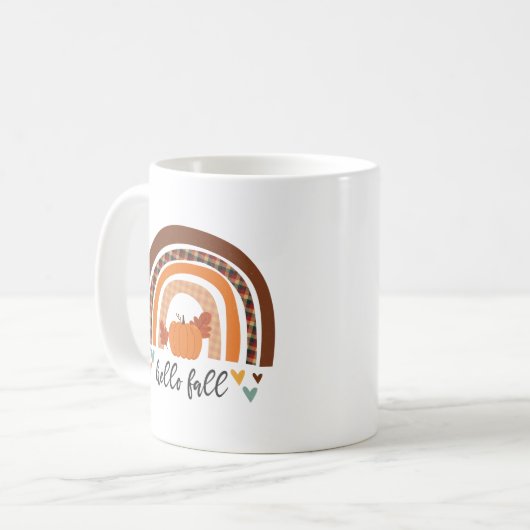 Hallo Fall Fun Pumpkin und Regenbogen Kaffeetasse (Vorderseite Links)