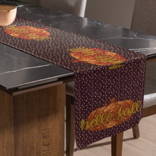 Hallo Fall Glitzer Pumpkin Metallic Gold + Maroon Kurzer Tischläufer