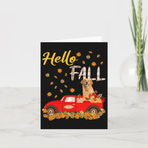 Hallo Fall Golden Retriever Leaf Autumn Red Truck Karte