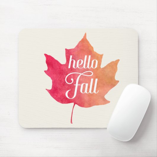 Hallo Fall Leaf Autumn Zitat Farbe Mousepad (Mit Mouse)