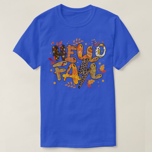 Hallo Fall Leopard Buffalo Karierter Herbst Herbst T-Shirt (Design vorne)