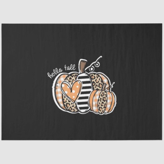 Hallo Fall Leopard Pattern Pumpkin Seidenpapier (Vorderseite)