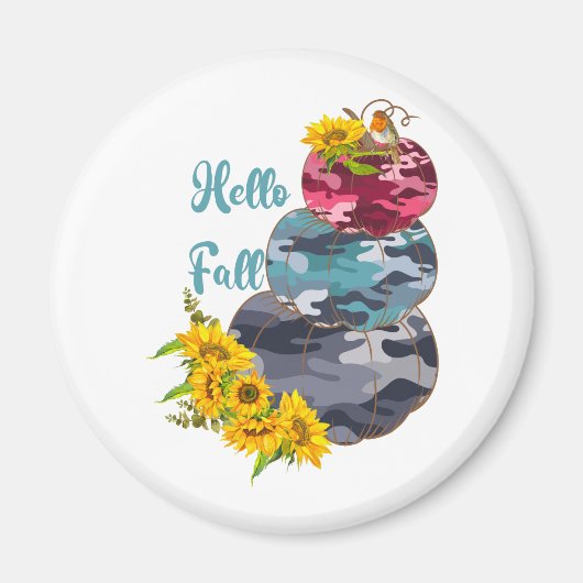 Hallo Fall mit Pumpkins Magnet (Vorne)