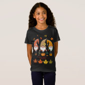 Hallo Fall Niedlich Gnomes Pumpkins Blätter Glückw T-Shirt (Vorne ganz)
