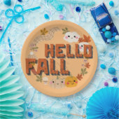 Hallo Fall Niedlich Natur Herbst Blätter Pumpkins Pappteller (Party)