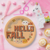 Hallo Fall Niedlich Natur Herbst Blätter Pumpkins Pappteller (Party)