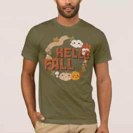 Hallo Fall Niedlich Natur Herbst Blätter Pumpkins T-Shirt