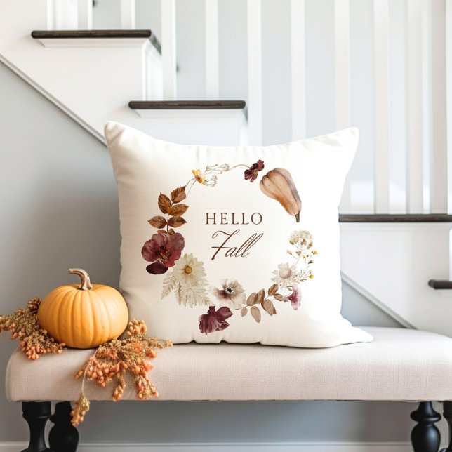 Hallo Fall Pumpkin, Blätter und Blume Kissen (Von Creator hochgeladen)