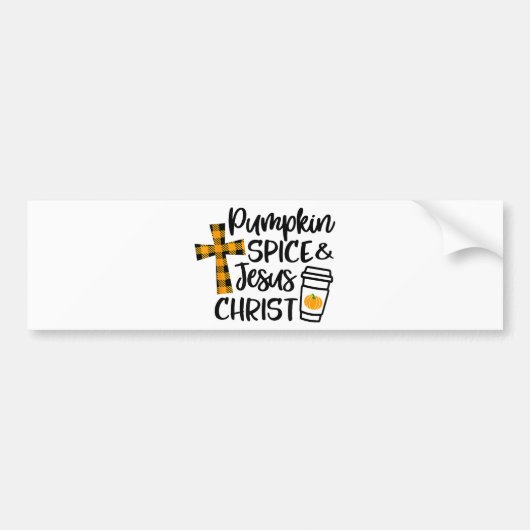 Hallo Fall Pumpkin Gewürz & Jesus Christus Fall Ch Autoaufkleber (Vorne)