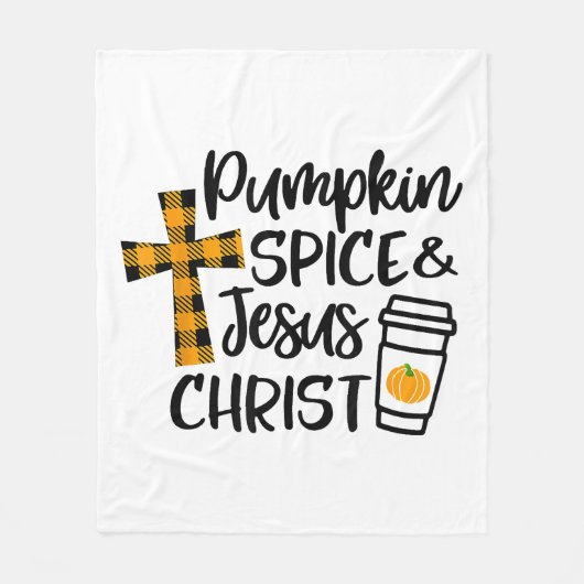 Hallo Fall Pumpkin Gewürz & Jesus Christus Fall Ch Fleecedecke (Vorderseite)