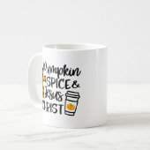 Hallo Fall Pumpkin Gewürz & Jesus Christus Fall Ch Kaffeetasse (Vorderseite Links)