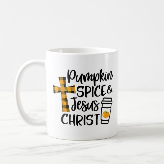 Hallo Fall Pumpkin Gewürz & Jesus Christus Fall Ch Kaffeetasse (Links)