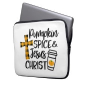 Hallo Fall Pumpkin Gewürz & Jesus Christus Fall Ch Laptopschutzhülle (Vorderseite Links)