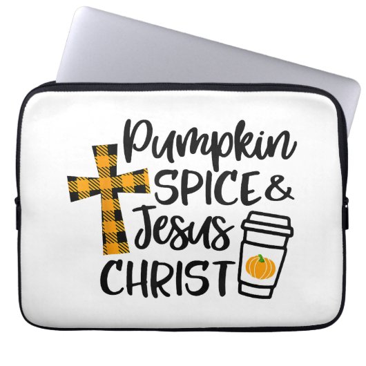 Hallo Fall Pumpkin Gewürz & Jesus Christus Fall Ch Laptopschutzhülle (Vorderseite)