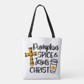 Hallo Fall Pumpkin Gewürz & Jesus Christus Fall Ch Tasche (Rückseite)