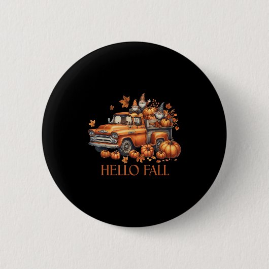 Hallo Fall Pumpkin Kup Truck Gnome Herbstbaum Fab Button (Vorderseite)