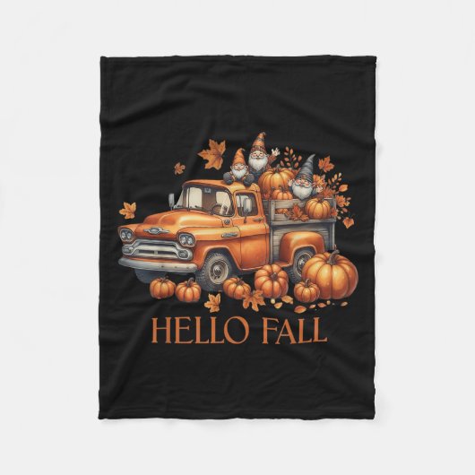 Hallo Fall Pumpkin Kup Truck Gnome Herbstbaum Fab Fleecedecke (Vorderseite)