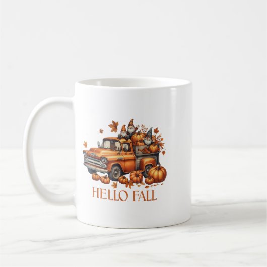 Hallo Fall Pumpkin Kup Truck Gnome Herbstbaum Fab Kaffeetasse (Links)