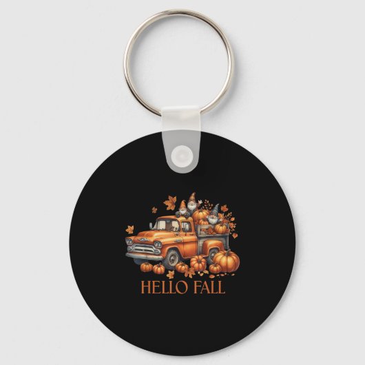 Hallo Fall Pumpkin Kup Truck Gnome Herbstbaum Fab Schlüsselanhänger (Vorderseite)