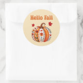 Hallo Fall Pumpkin Leaf Runder Aufkleber (Tasche)