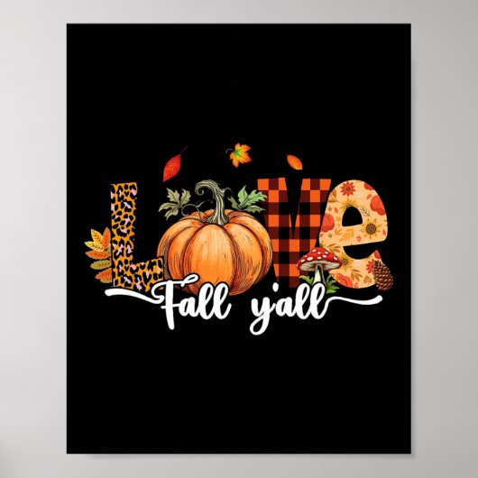 Hallo Fall Pumpkin Liebe Fall Y'all Leopard Fall D Poster (Vorne)