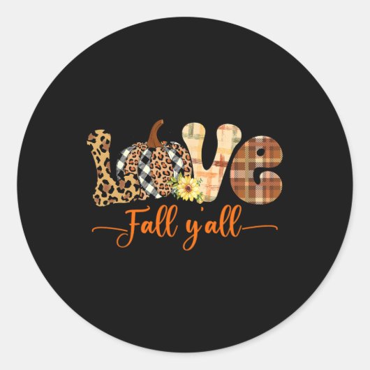 Hallo Fall Pumpkin Liebe Fall Yall Leopard Frieden Runder Aufkleber (Vorderseite)