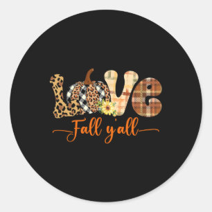 Hallo Fall Pumpkin Liebe Fall Yall Leopard Frieden Runder Aufkleber