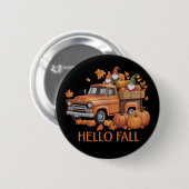 Hallo Fall Pumpkin Lieferwagen Truck Gnome Herbstb Button (Vorne & Hinten)