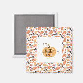 Hallo Fall Pumpkin mit Autumn Leaves Frame Magnet (Vorderseite/Rückseite)