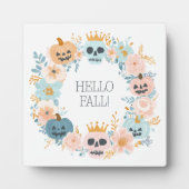 Hallo Fall Pumpkin Skull Halloween Floral Modern Fotoplatte (Vorderseite)