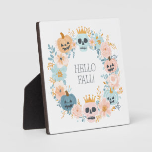 Hallo Fall Pumpkin Skull Halloween Floral Modern Fotoplatte