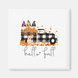 Hallo Fall Pumpkin Truck Gnomes Dog Grafik Frauen Magnet