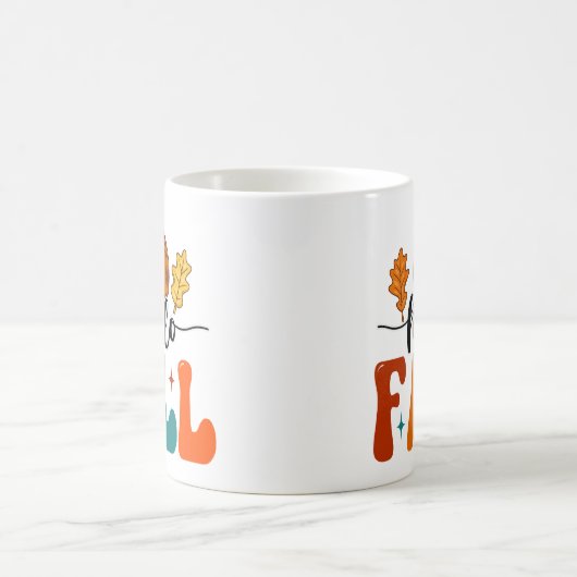 Hallo Fall Pumpkin und Leaf Herbstposter Kaffeetasse (Mittel)