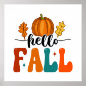 Hallo Fall Pumpkin und Leaf Herbstposter Poster (Vorne)